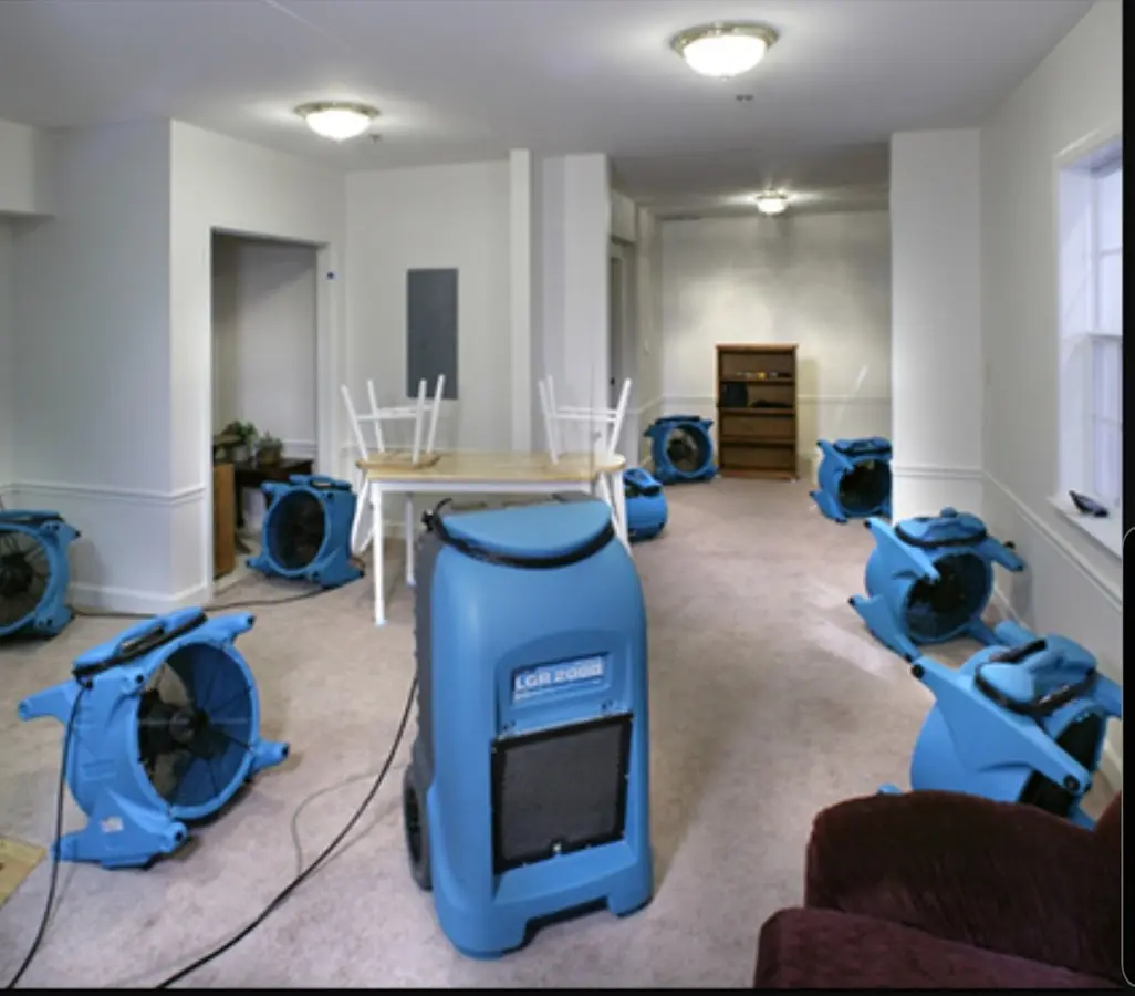Air movers and dehumidifier setup for Water Damage Restoration in Seffner
